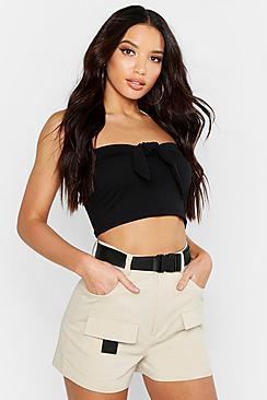Boohoo Twist Front Strapless Crop