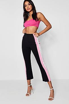 Boohoo Katia Crepe Side Stripe Kick Flare Trouser
