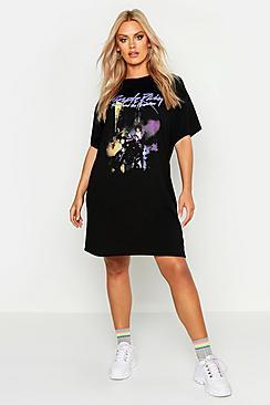 Boohoo Plus Prince Graphic Licensed T-shirt Dress