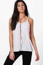 Boohoo Annabel Woven Strappy Cami Ivory