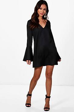 Boohoo Petite Charlie Balloon Sleeve Shift Dress