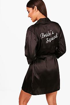 Boohoo Kara Brides Squad Satin Robe