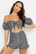 Boohoo Gingham Knot Front Playsuit