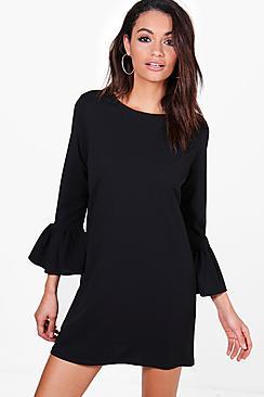 Boohoo Ria Ruffle Sleeve Dress