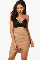 Boohoo Rudy Rouched Wrap Front Mini Skirt