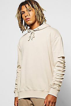 Boohoo Oversized Destroyed Faux Layer Hoodie
