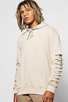 Boohoo Oversized Destroyed Faux Layer Hoodie