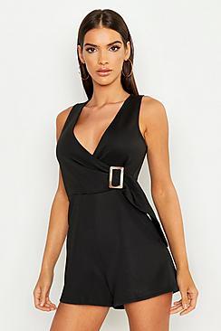 Boohoo Buckle Detail Wrap Playsuit