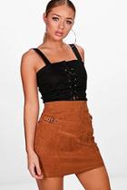 Boohoo Laura Woven Cord Buckle Detail Mini Skirt