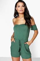 Boohoo Avis Cold Shoulder Tassel Tie Playsuit