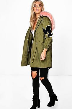 Boohoo Lola Faux Fur Hood Parka