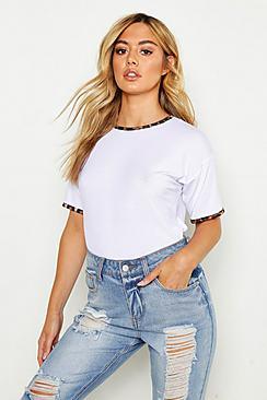 Boohoo Petite Leopard Print Ringer T-shirt