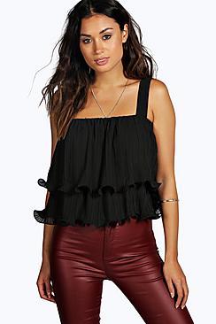 Boohoo Katie Pleat Detail Frill Cami Top