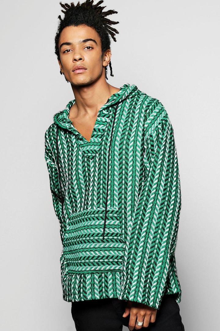 Boohoo Over The Head Baja Hoodie Green