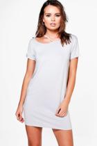 Boohoo Huda Cut Out Detail T-shirt Dress Dove