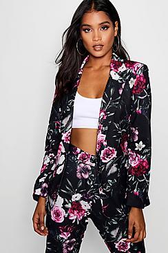 Boohoo Erin Floral Pink Based Blazer