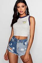 Boohoo Embroidered Cropped Vest