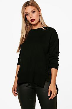 Boohoo Plus Side Split Ruffle Jumper