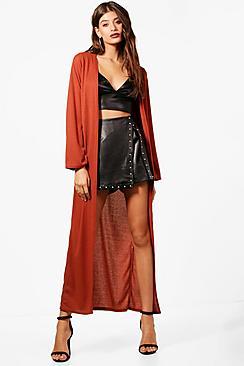 Boohoo Sophie Maxi Rib Knit Kimono Cardigan