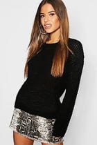Boohoo Petite Waffle Knit Oversized Jumper