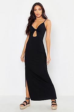 Boohoo Rib Bow Detail Maxi Dress