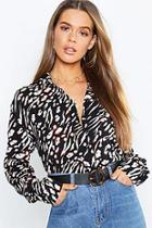 Boohoo Leopard Print Collared Woven Shirt