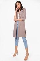 Boohoo Eve Belted Pocket Trench Grey