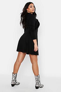 Boohoo Plus Cross Back Pinafore Dress