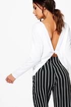 Boohoo Petite Amelia Knitted Knot Back Top Ivory