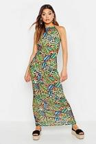 Boohoo All Sizes Jungle Print Halterneck Maxi Dress