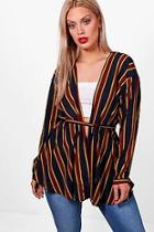 Boohoo Plus Trudy Stripe Wrap Shirt