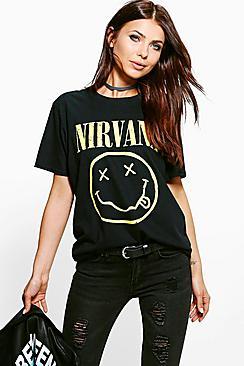 Boohoo Katie Nirvana Licence Print Band T-shirt