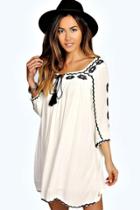 Boohoo Scarlett Embroidered Tassel Dress Black