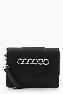 Boohoo Erin Chain Detail Suedette Flap Cross Body