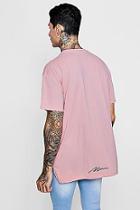 Boohoo Loose Fit T-shirt With Man Embroidered Step Hem