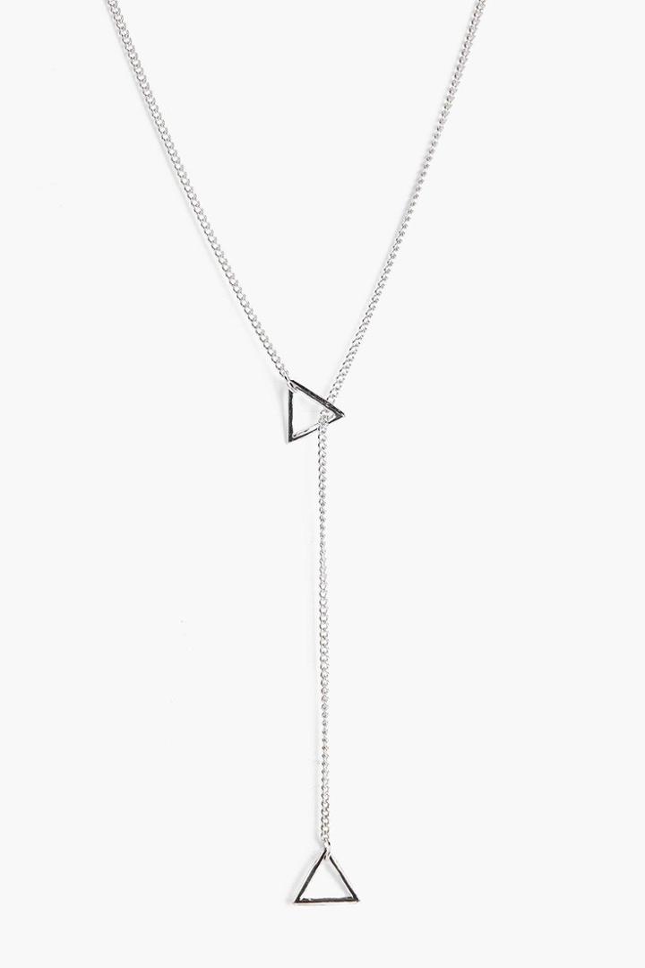 Boohoo Erin Triangle Plunge Necklace Silver
