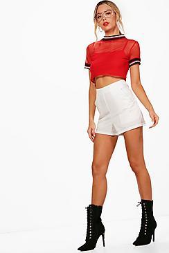 Boohoo Contrast Stitch Tailored Tie Belt Shorts