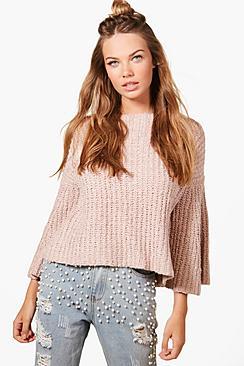 Boohoo Daisy Flare Sleeve Big Knit Jumper