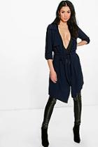 Boohoo Maisie Waterfall Belted Trench