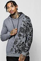 Boohoo Spliced Flock Print Over The Head Hoodie