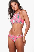 Boohoo Caribbean Cactus Cropped Bikini