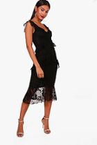 Boohoo Boutique Amanda Lace Fill Detail Midi Dress