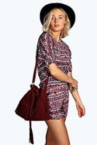 Boohoo Vicki Paisley 3/4 Sleeve Playsuit