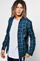 Boohoo Long Sleeve Green Check Shirt