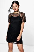 Boohoo Petite Holly Spot Mesh T-shirt Dress