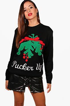 Boohoo Eliza Pucker Up Christmas Jumper