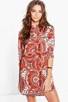 Boohoo Elisabetha Paisley Shirt Dress Multi