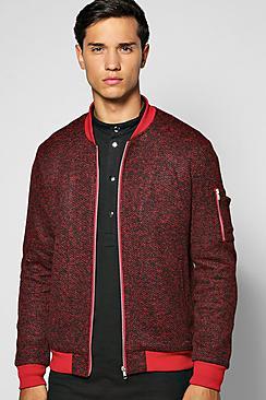 Boohoo Smart Flecked Ma1 Bomber With Sleeve Zip