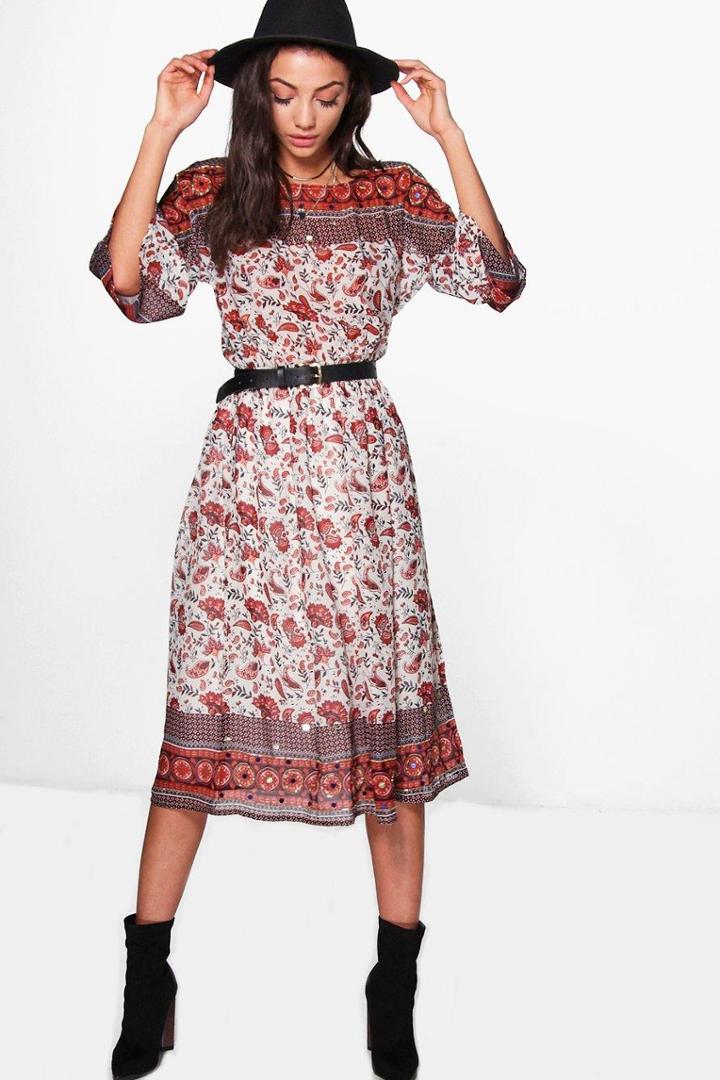 Boohoo Tall Thea Premium Embellished Midi Dress Multi