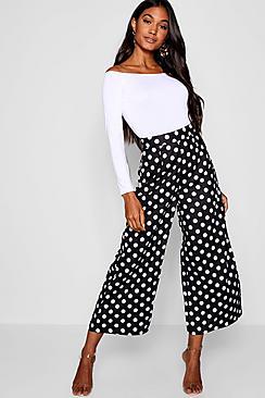 Boohoo Woven Large Polka Dot Wide Leg Culottes
